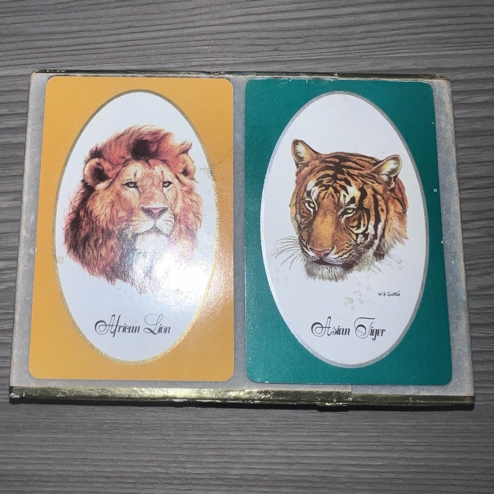 VTG Congress Cel-U-Tone African Lion/Asian Tiger Playing Cards 2 Decks Unopened